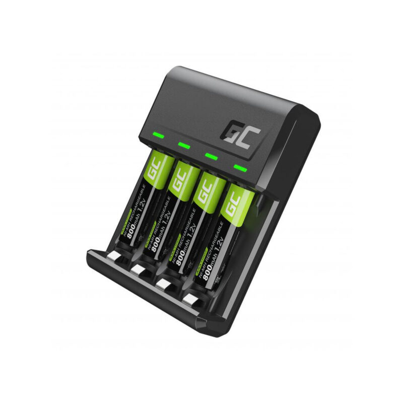 ŁADOWARKA Green Cell VITALCHARGE + ZESTAW AKUMULATORKÓW 4x AAA R03 800 mAh GRSETGC02