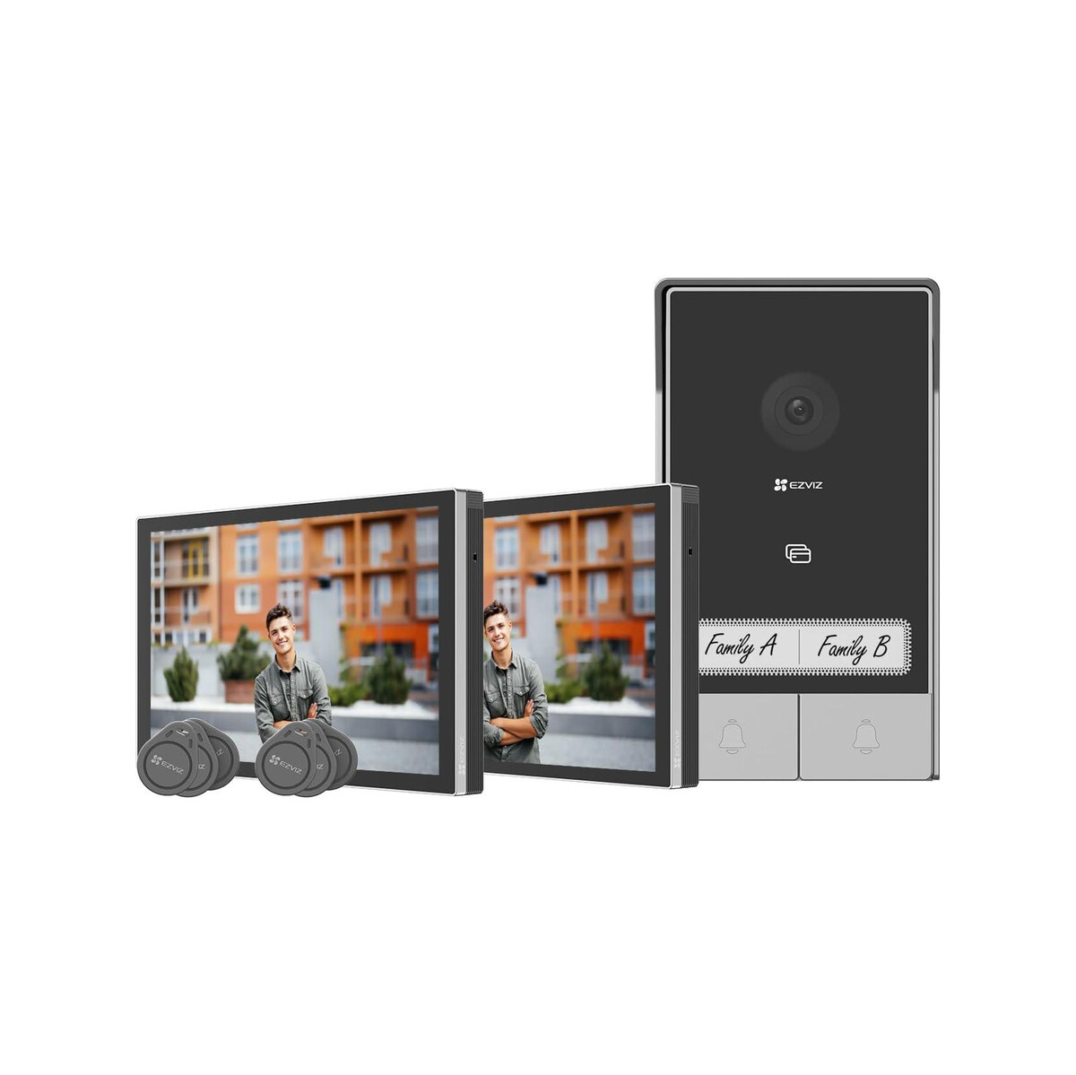 Zestaw wideodomofonowy dwurodzinny EZVIZ HP7 z dwoma monitorami