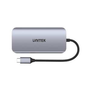 Unitek D1122A01 Aktywny hub USB-C 5Gbps, 2x HDMI 4K, czytnik kart, RJ-45, PD 100W