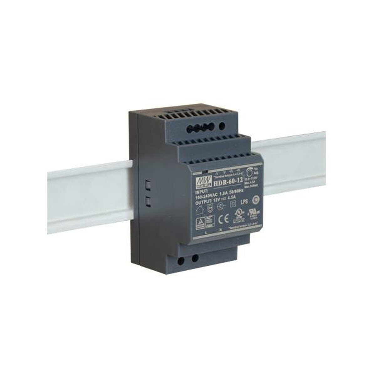 ZASILACZ IMPULSOWY NA SZYNĘ DIN MEAN WELL HDR-60-12 12V/60W/4.5A
