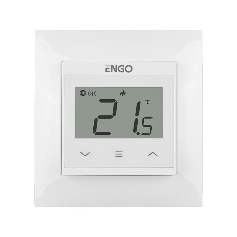 ENGO Controls E55-W - Regulator temperatury do ramki 55x55, 230V, biały, Internetowy, Wi-Fi