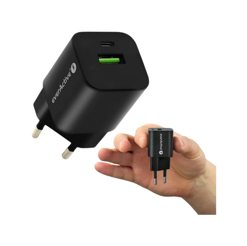 ŁADOWARKA SIECIOWA everActive GaN SC-390QB 30W 1xUSB-C 1xUSB-A PD PPS