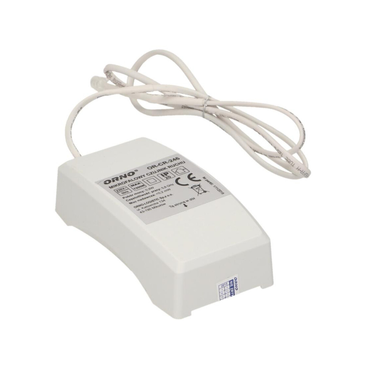 Mikrofalowy czujnik ruchu ORNO OR-CR-246 z zewnętrznym sensorem 360°, IP20 ORNO OR-CR-246
