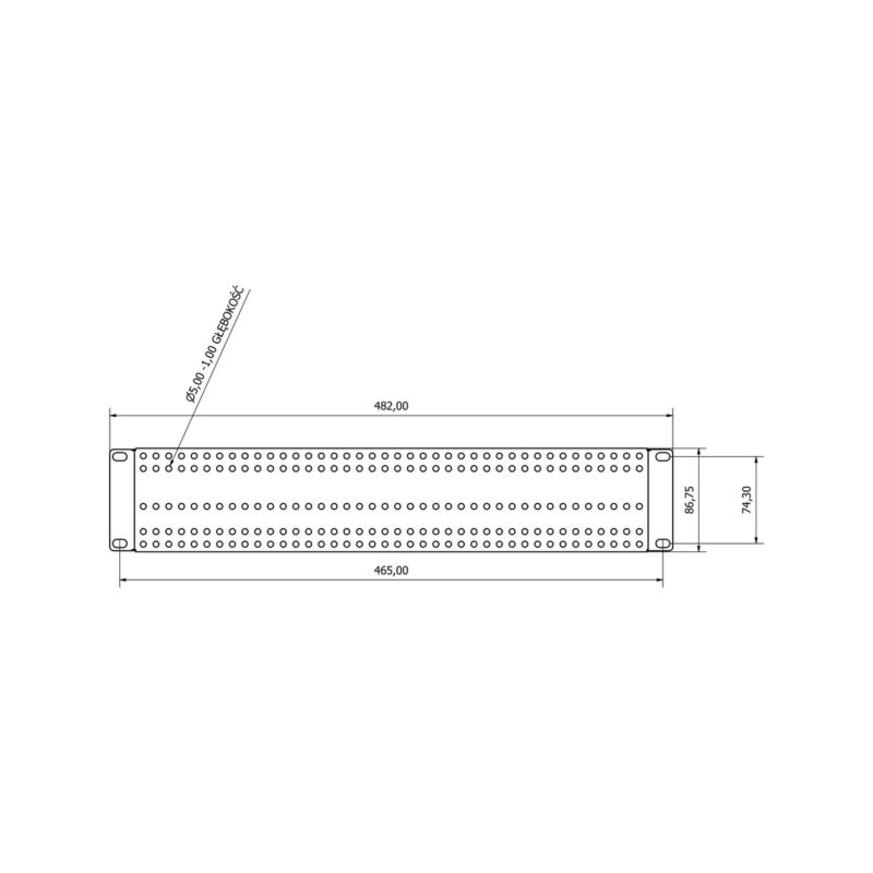 Adapter montażowy ATTE ADD-RACK2U1 z otworowaniem prosty