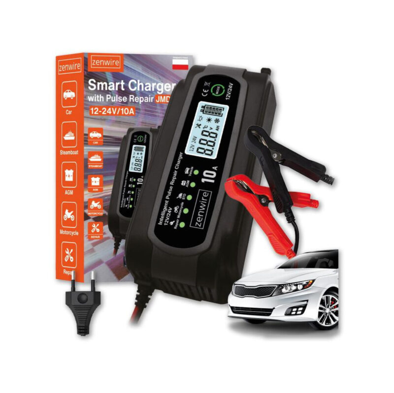 Prostownik Ładowarka Akumulatorów Samochodowy z Funkcją Naprawy 12V 24V 10A Zenwire JMD-10