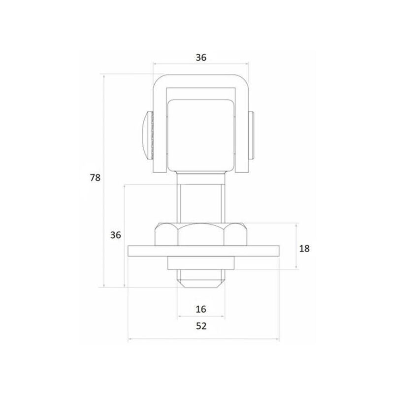 Zawias PSG 61.012.01 do wspawania - gwint M16 (regulowany, ucho ocynkowane)