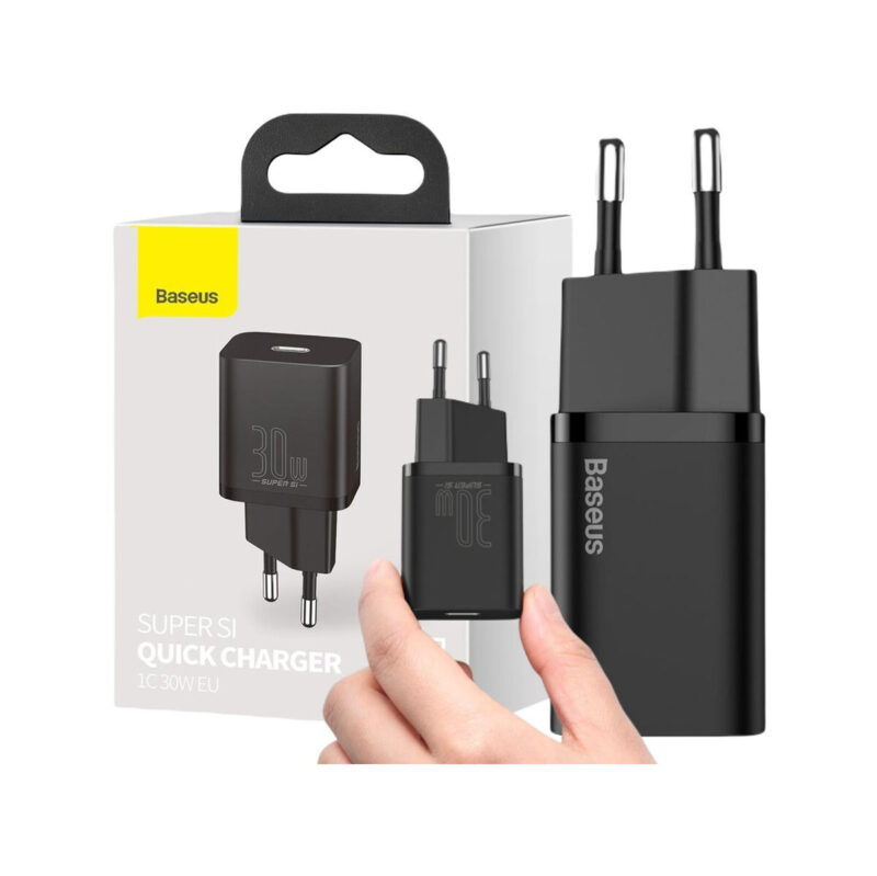 ŁADOWARKA SIECIOWA Baseus Super Si Quick Charger 1C CCSUP-J01 30W 1x USB-C PD 3.0 QC 3.0 CZARNA