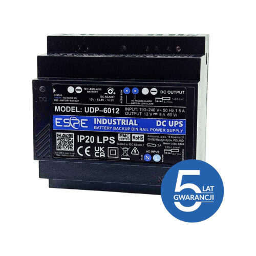ZASILACZ IMPULSOWY BUFOROWY NA SZYNĘ DIN ESPE UDP-6012 12 V 60 W 5 A