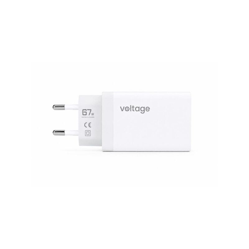 885dd6eea9118107ba101877923165a2_original Ładowarka sieciowa Voltage GaN Charger 67W PD 3.0 QC 3.0 USB-A 2x USB-C biała
