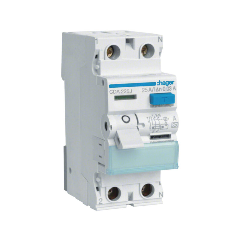 HAGER RCCB Wyłącznik różnicowoprądowy 1P+N 25A 30mA 6kA A CDA225J