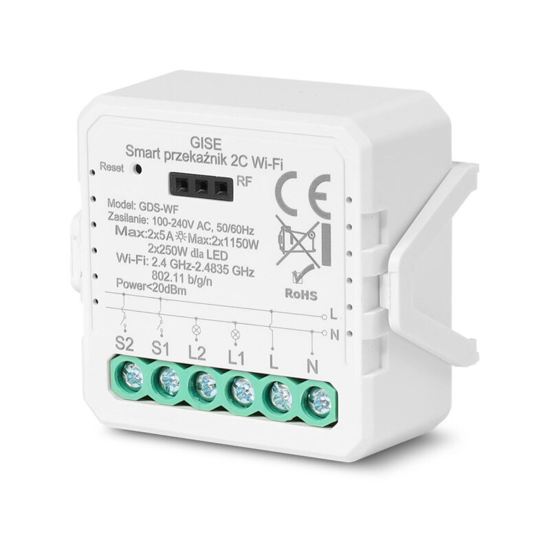 GISE Smart Podwójny moduł przekaźnikowy WiFi | Tuya | GDS-WF