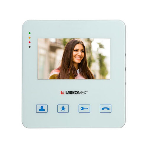 Laskomex Monitor MVC-8251-1 BIAŁY KOLOR 4.3 cala z obsługą centrali portierskiej PR1, funkcją otwierania bramy.