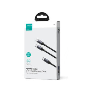 Kabel 2w1 USB-C / 2x USB-C Joyroom Speedy SA21-1T2 150cm 100W w oplocie czarny
