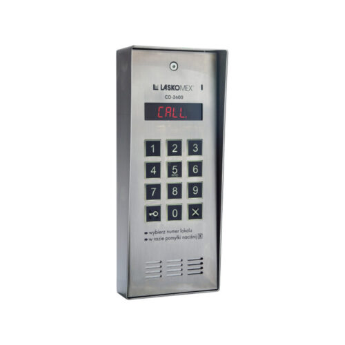 Laskomex CD-2600R audio z czytnikiem kluczy RFID ze stali nierdzewniej, w obudownie natynkowej.