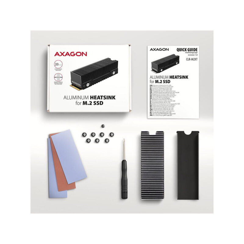Radiator do dysków Axagon CLR-M2XT aluminiowy pasywny M.2 SSD