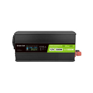 PRZETWORNICA NAPIĘCIA Green Cell PowerInverter LCD 12V / 230V 500W/1000W CZYSTA SINUSOIDA