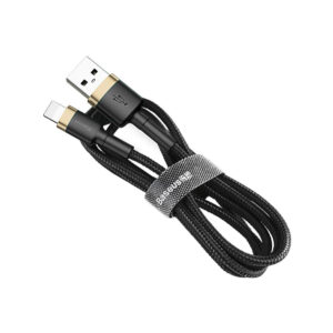 KABEL USB-A / Lightning iPhone Baseus Cafule CALKLF-BV1 100cm Apple 2.4A CZARNO-ZŁOTY W OPLOCIE