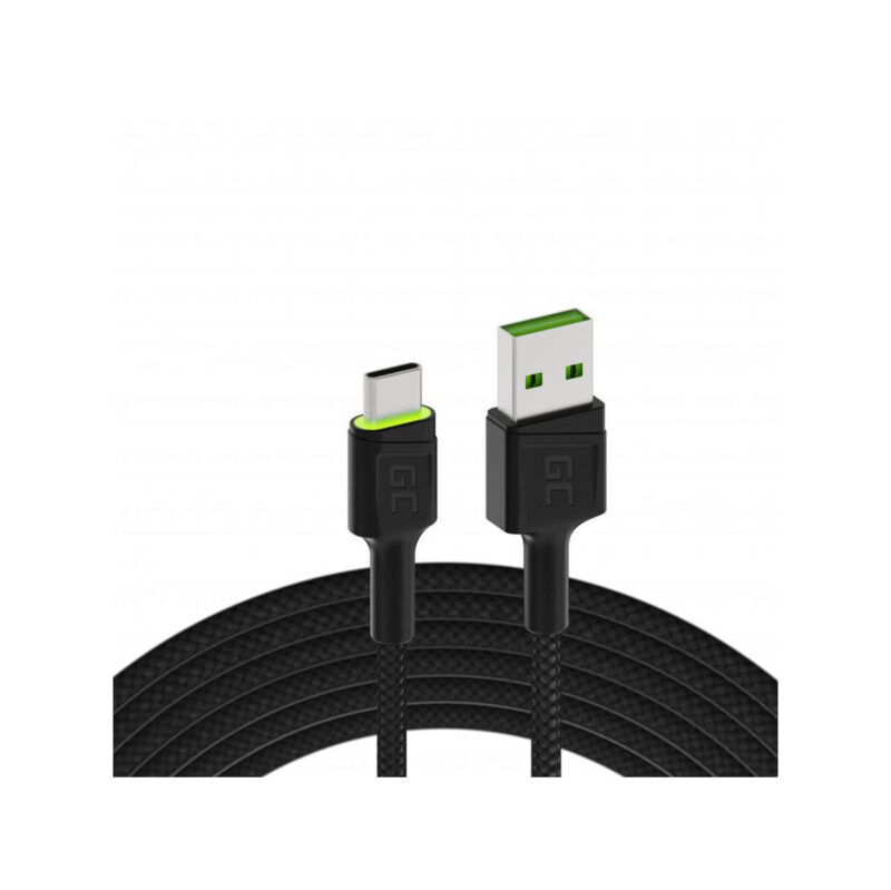 KABEL USB-A / USB-C Green Cell RAY 200cm ZIELONY LED QUICK CHARGE 3.0 KABGC13