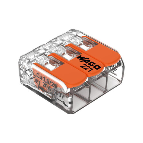 90605b0d418292f6ba8849e35f4f9e14_original Szybkozłączka uniwersalna LINKA/DRUT 3x 0,2-4mm2 WAGO 221-413 (Paczka 50szt.)