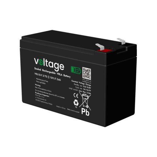 Akumulator AGM Voltage Long Life 12V 7,2Ah VEL12-7.2 T2 (Żywotność 15 lat)
