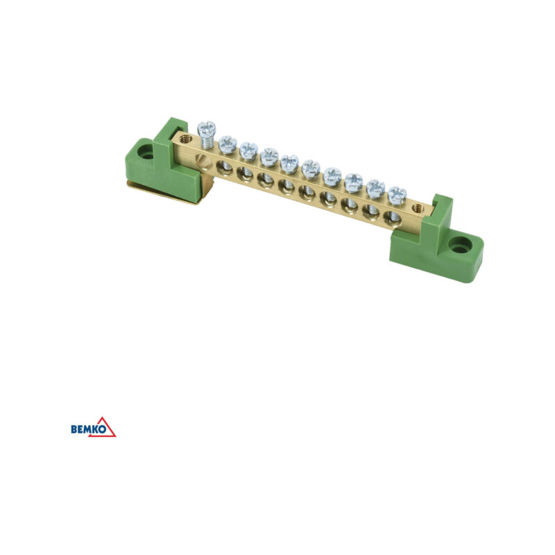 Listwa zaciskowa na izolatorach płaskichH 6x9 12-torowa zielona