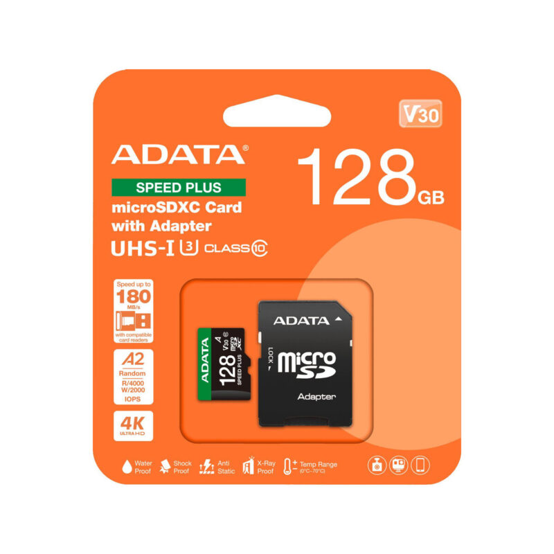Adata Karta pamięci microSD Speed Plus 128GB UHS1 U3 V30 A2 180/160 MB/s
