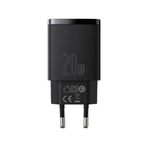 ŁADOWARKA SIECIOWA Baseus Compact Quick Charger CCXJ-B01 20W 1x USB-A 1x USB-C PD 3.0 QC 3.0 CZARNA