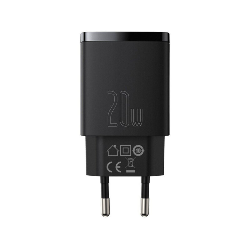 ŁADOWARKA SIECIOWA Baseus Compact Quick Charger CCXJ-B01 20W 1x USB-A 1x USB-C PD 3.0 QC 3.0 CZARNA