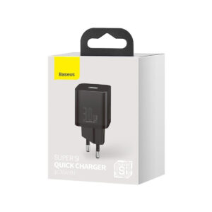 ŁADOWARKA SIECIOWA Baseus Super Si Quick Charger 1C CCSUP-J01 30W 1x USB-C PD 3.0 QC 3.0 CZARNA