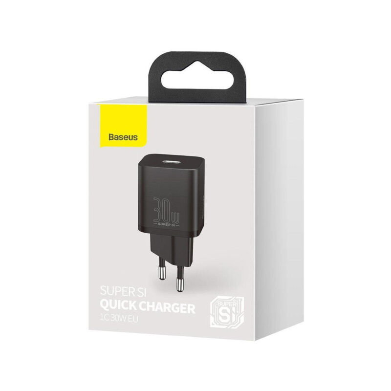 ŁADOWARKA SIECIOWA Baseus Super Si Quick Charger 1C CCSUP-J01 30W 1x USB-C PD 3.0 QC 3.0 CZARNA