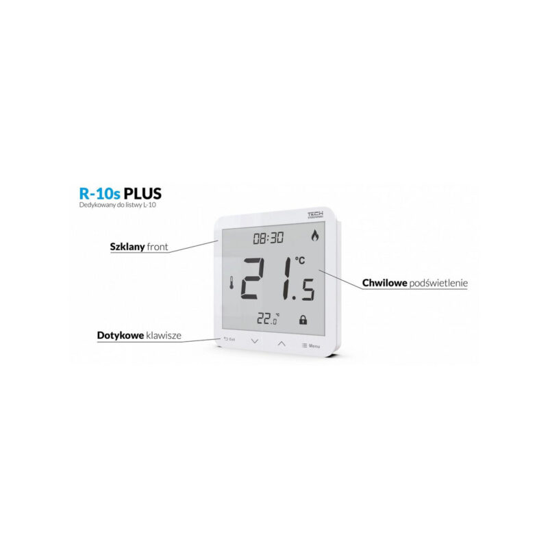 Przewodowy regulator pokojowy czarny R-10S PLUS Tech Sterowniki
