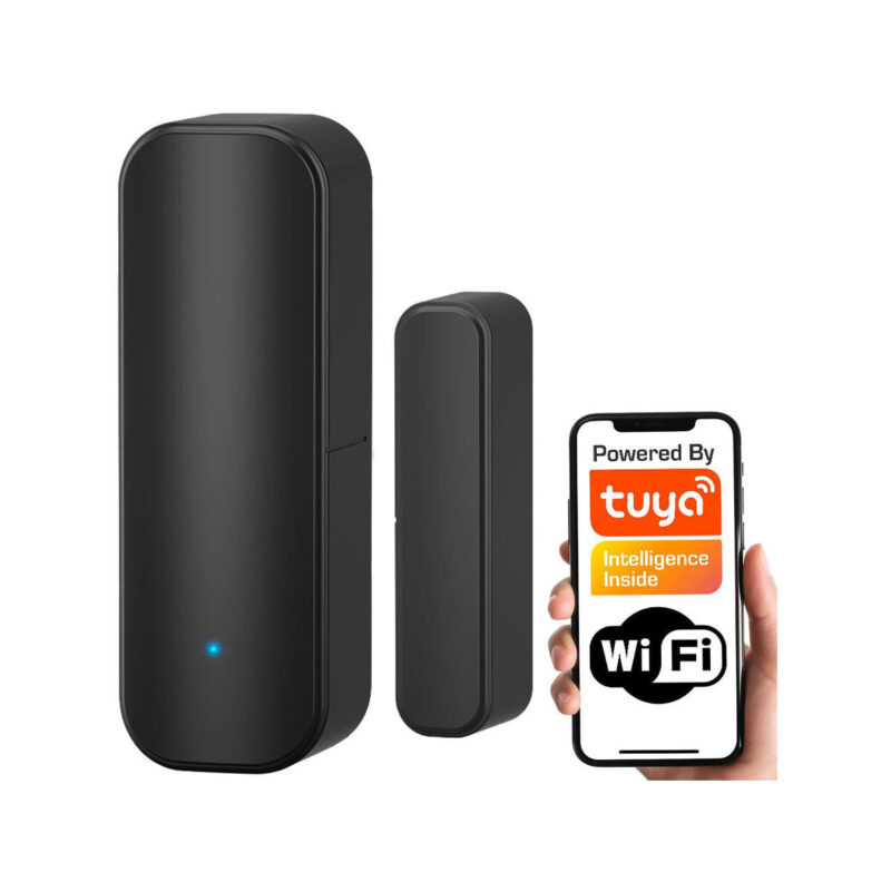 Czujnik magnetyczny otwarcia Drzwi Okna Kontaktron Czarny Wi-Fi TUYA