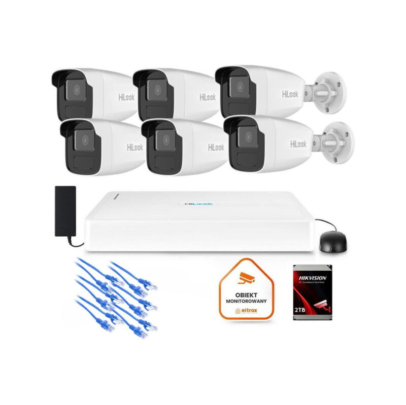Zestaw monitoringu Hilook 6x kamera IPC-B440H(4mm)(C) z dyskiem 2TB