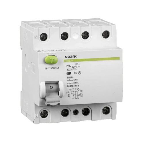 WYŁĄCZNIK RÓŻNICOWOPRĄDOWY, 6 KA, 25A, 30MA, 4P TYP AC EX9L-N. Noark 108331