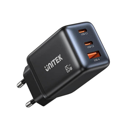 Ładowarka sieciowa Unitek GaN 65W, 2xUSB-C, USB-A, PD 3.0, czarna