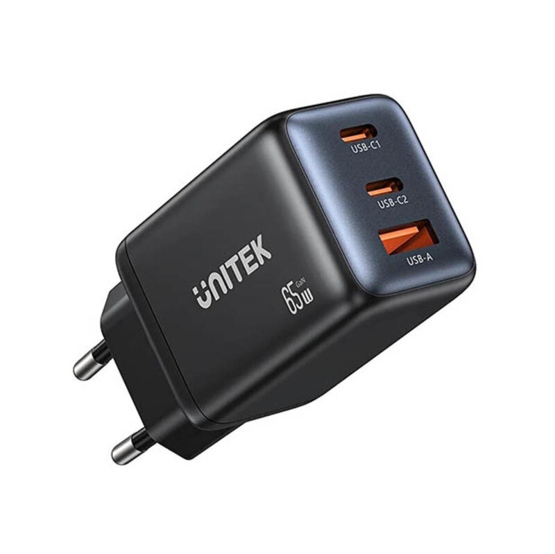 Ładowarka sieciowa Unitek GaN 65W, 2xUSB-C, USB-A, PD 3.0, czarna