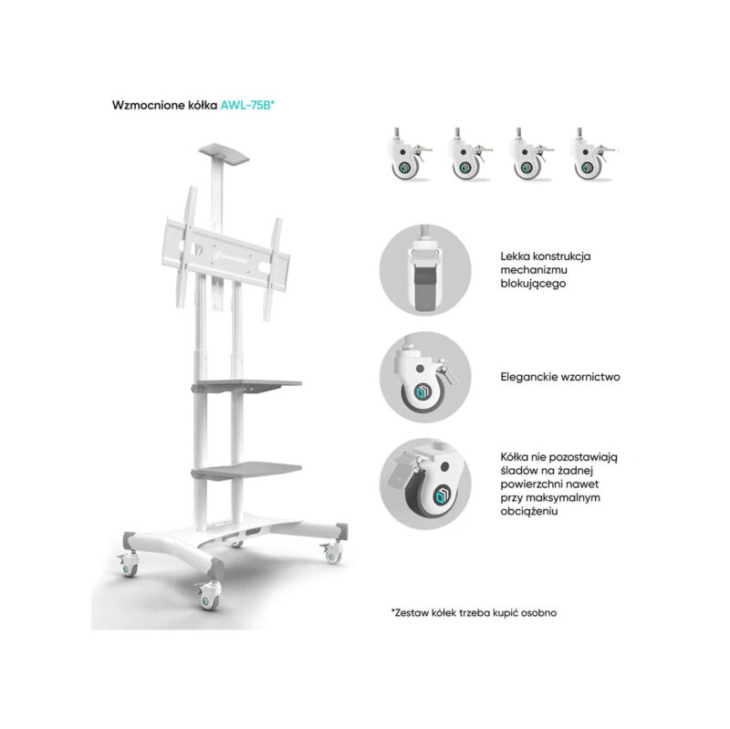 Mobilny stojak do TV 50"-86" do 90 kg ONKRON TS1881 Biały