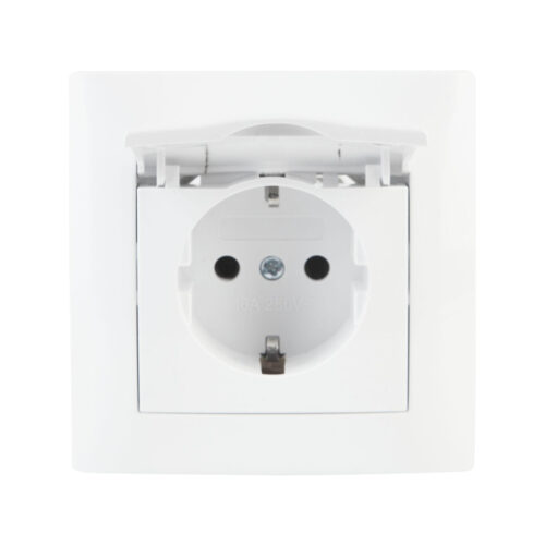 Gniazdo z klapką typ: schuko VCX WESA LC 18 Biały
