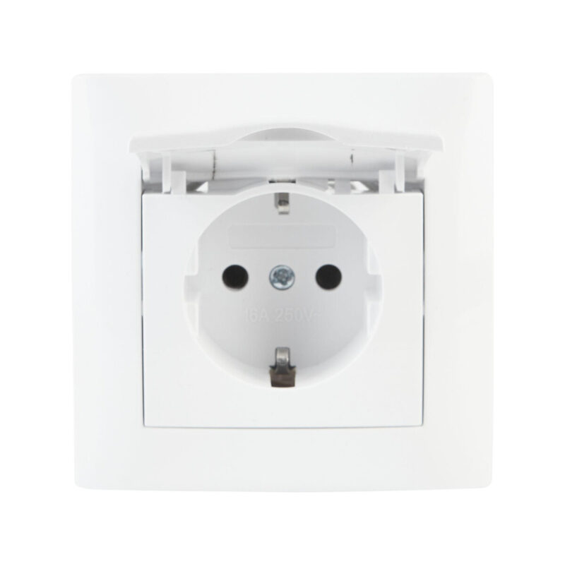Gniazdo z klapką typ: schuko VCX WESA LC 18 Biały