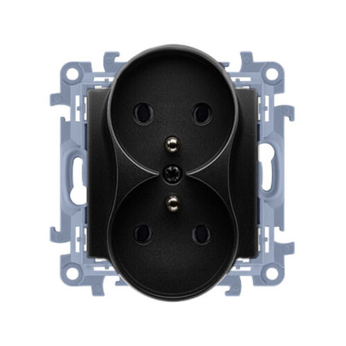 KONTAKT SIMON 10 MODUŁ CZARNY MAT GNIAZDO 2X Z/U ZACISKI ŚRUBOWE 16A 250V