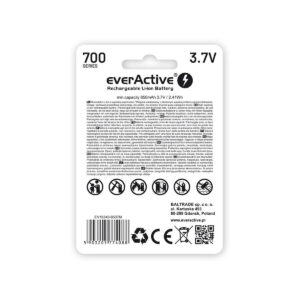 Akumulatorek 16340 / R-CR123 3,7V everActive 700mAh (1 szt.) z zabezpieczeniem