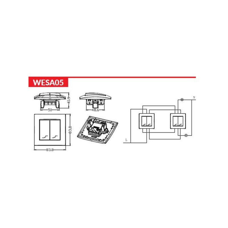 Łącznik schodowy podwójny VCX WESA LC 05 Biały