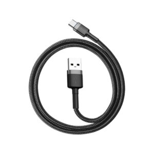 KABEL USB-A / USB-C Baseus Cafule CATKLF-AG1 50cm 3A QC 3.0 CZARNO-SZARY W NYLONOWYM OPLOCIE