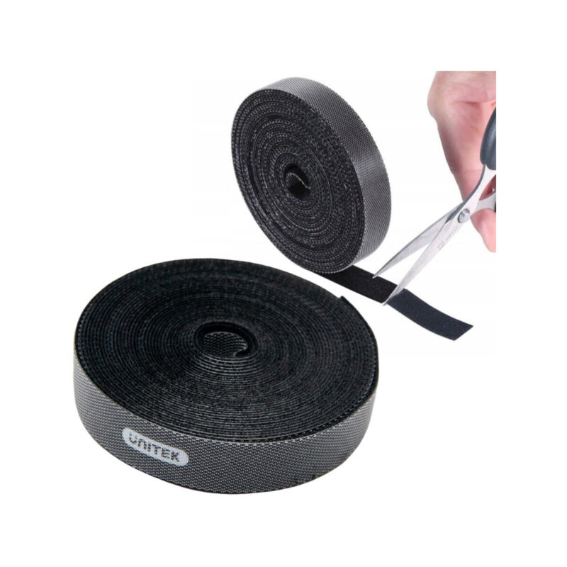 Organizer do kabli Unitek OT142BK rzep czarny 5m