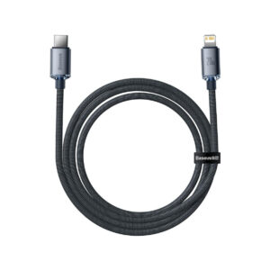 KABEL USB-C / Lightning iPhone Baseus Crystal CAJY000301 2m 20W PD QC CZARNY W OPLOCIE PREMIUM