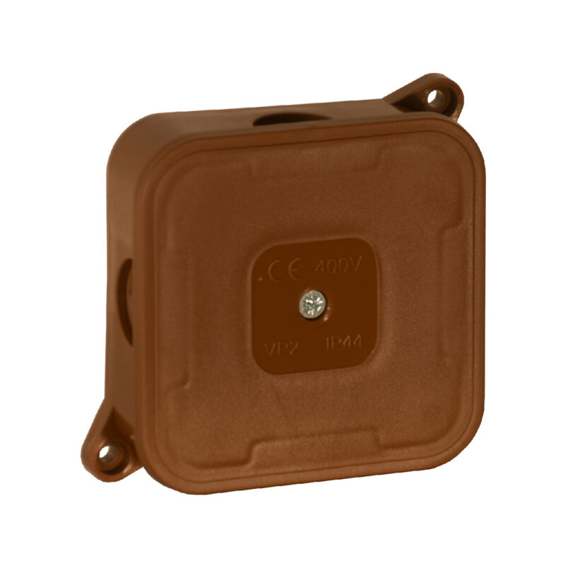 Puszka natynkowa pusta 4 wlotów VIPLAST VP-2 BRĄZOWA IP44 85x85x35mm 027-02