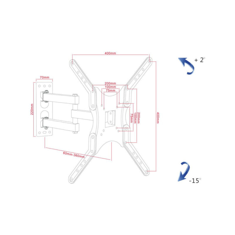 UCHWYT DO TV LED/LCD 19-56" 30KG AR-61A reg. pion/poziom ART