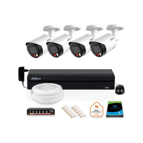 Zestaw monitoringu IP Dahua 8mpx 4K 4 kamery IPC-HFW2849S-S-IL z dyskiem