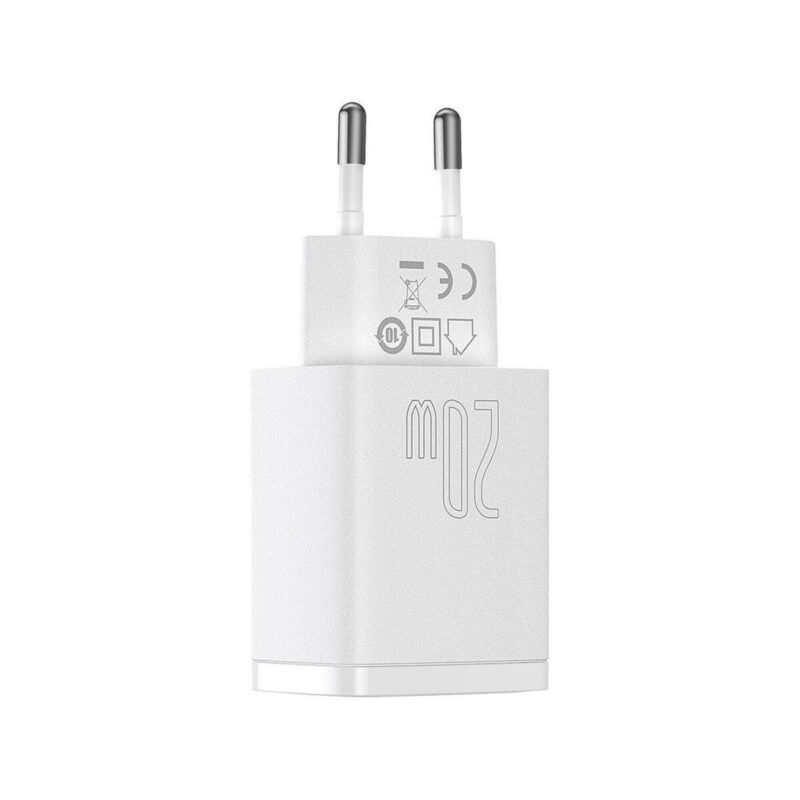 ŁADOWARKA SIECIOWA Baseus Compact Quick Charger CCXJ-B02 20W 1x USB-A 1x USB-C PD 3.0 QC 3.0 BIAŁA