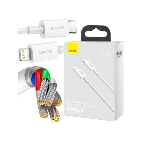 KABEL USB-C / Lightning iPhone Baseus Superior CATLYS-A02 1m 20W PD Quick Charging BIAŁY PREMIUM